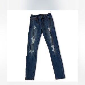 Aeropostale High Rise Jegging Distressed Blue Jeans